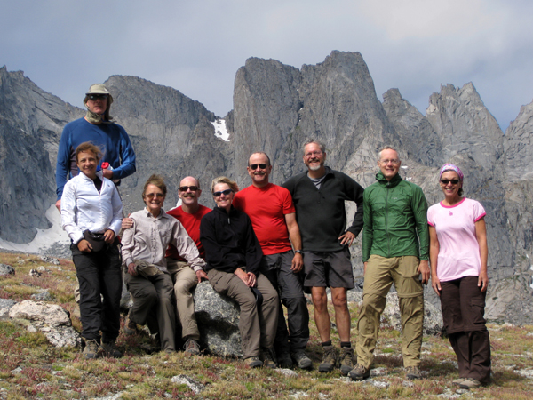 John Selling, Lise Buyer, Ann Waters, Jay Helms, Lynda Daniels, Bill Edwards, Rich Cotter, Scott Cook and Patty Kert Dailey at Jackass Pass (the Continental Divide)